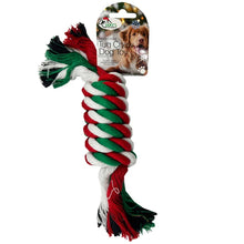 Load image into Gallery viewer, Christmas Red, White, & Green Twisted Knot Tug Chew Dog Pet Toy