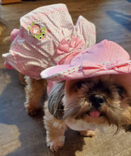 Load image into Gallery viewer, Pink and White Polka Dot Southern Belle Frog Dress Outfit Dog Cat Pet