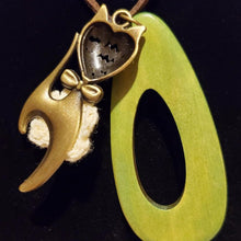 Load image into Gallery viewer, Adorable Kitten Cat Pendant Green Necklace
