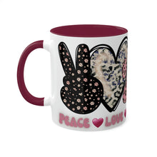 Load image into Gallery viewer, Personalized Dog Mom Mugs, Peace Love Paws Mug, Custom Name Mug, Dog Cup, Custom Dog Gift, Customized Dog Lover Gift, Gift for her, Dog Mom Gift 11oz