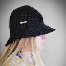 Load image into Gallery viewer, Casual Black Knit Bucket Hat Adjustable
