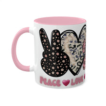 Load image into Gallery viewer, Personalized Dog Mom Mugs, Peace Love Paws Mug, Custom Name Mug, Dog Cup, Custom Dog Gift, Customized Dog Lover Gift, Gift for her, Dog Mom Gift 11oz