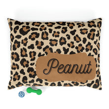 Load image into Gallery viewer, Personalized Pet Bed | Dog Name Bed | Animal Leopard Print Bed | Soft Fluffy Dog Bed | Comfy Cozy Bed | Washable Dog Bed | Dog Bedding | Cat Bedding