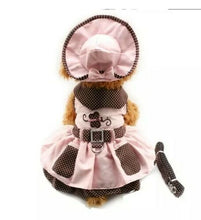Load image into Gallery viewer, Pink and Brown Southern Belle Dress outfit adorned with a bow and butterly for your dog or cat.