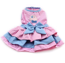 Load image into Gallery viewer, Pink / Blue Southern Belle Dress, Hat, Bloomer Set Dog Cat Pet