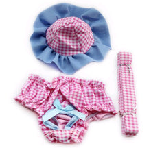 Load image into Gallery viewer, Pink / Blue Southern Belle Dress, Hat, Bloomer Set Dog Cat Pet