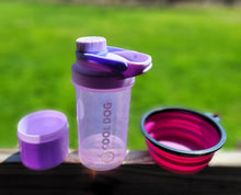 Load image into Gallery viewer, Cool Dog Water Bottle with Treat Compartment and Collapsible Water Dish
