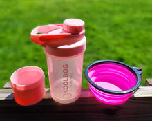 Load image into Gallery viewer, Cool Dog Water Bottle with Treat Compartment and Collapsible Water Dish
