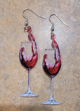 Load image into Gallery viewer, Dangle Drop Earrings Wine Glass With Red Wine Splashing Acrylic Pair Gift
