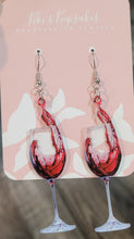 Load image into Gallery viewer, Dangle Drop Earrings Wine Glass With Red Wine Splashing Acrylic Pair Gift
