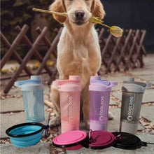 Load image into Gallery viewer, Cool Dog Water Bottle with Treat Compartment and Collapsible Water Dish
