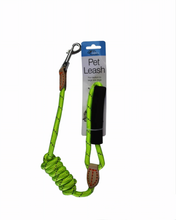 Load image into Gallery viewer, 46&quot; Neon Nylon Walking Leash with Leather Accents for Dogs
