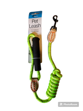 Load image into Gallery viewer, 46&quot; Neon Nylon Walking Leash with Leather Accents for Dogs
