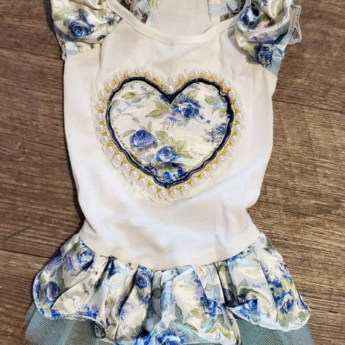 Dog dress outfit beaded heart