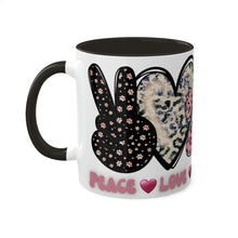 Load image into Gallery viewer, Personalized Dog Mom Mugs, Peace Love Paws Mug, Custom Name Mug, Dog Cup, Custom Dog Gift, Customized Dog Lover Gift, Gift for her, Dog Mom Gift 11oz
