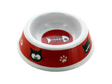Load image into Gallery viewer, Cat animal bowl paw print kitty fish feeding
