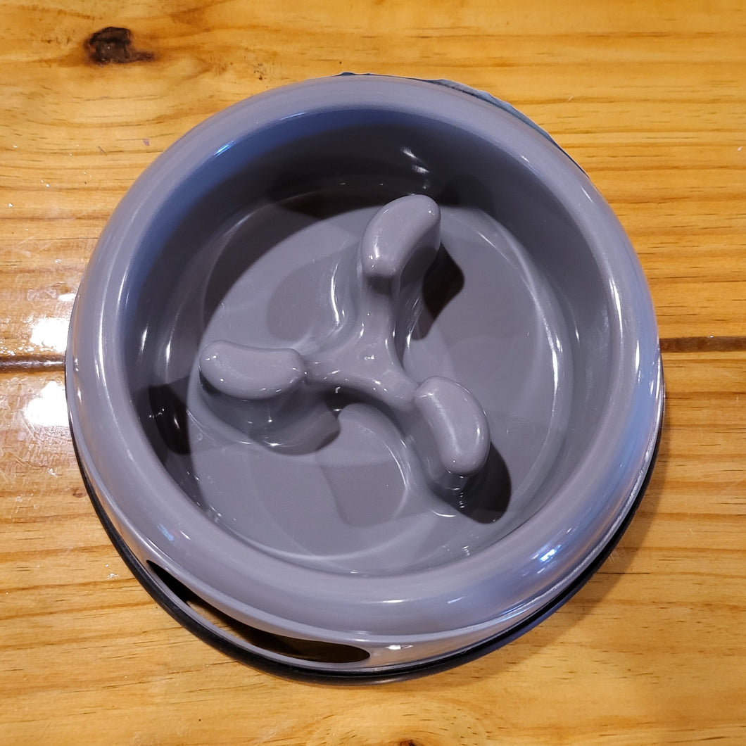 Slow Feeder Bowl - Pets Dogs Cats - Grey or Light Blue