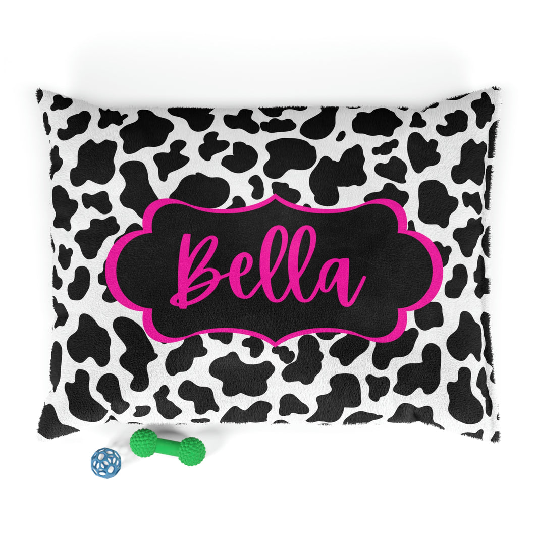 Personalized Custom Dog Bed, Dog Pillow, Cow Print Pet Bed, Cat Bed Comfy, Fluffy, Soft, Doggo Bed